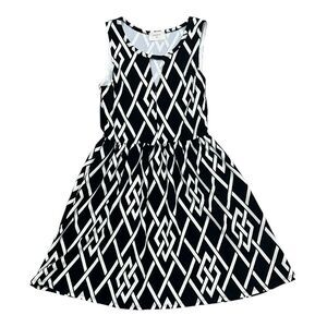Everly Black White Textured Keyhole Mini Fit & Flare Argyle Dress M